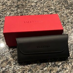 Valentino Black Sunglasses Case with Red Box